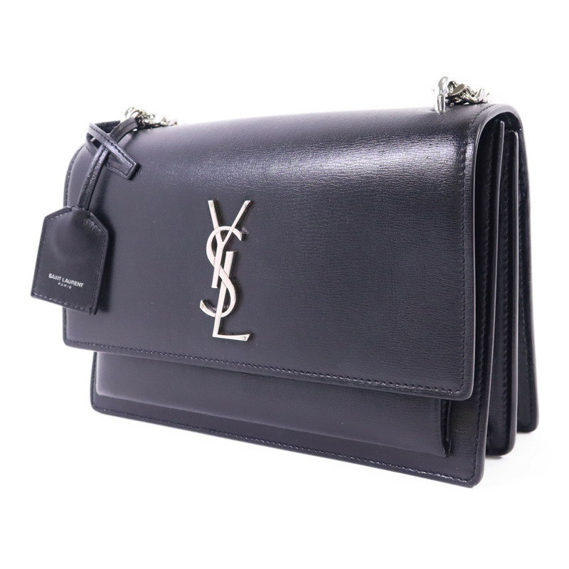 SAINT LAURENT 牛皮皮革Sunset Medium銀扣鏈帶肩背袋-2