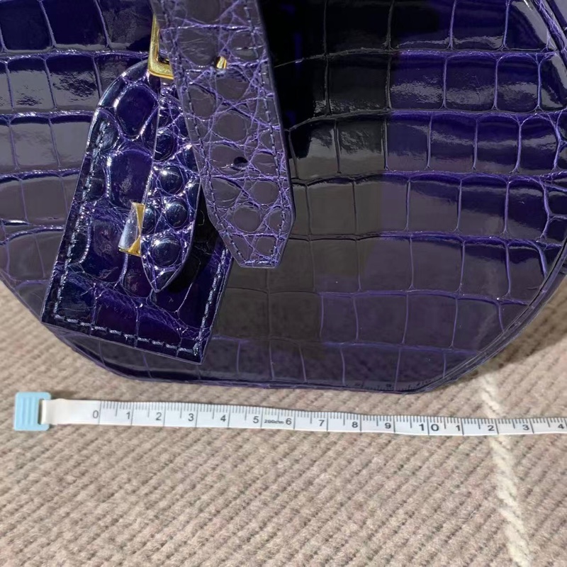 路易威登 Lv圓餅深藍色鰐魚皮金扣手提單肩包-10