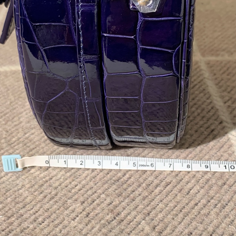 路易威登 Lv圓餅深藍色鰐魚皮金扣手提單肩包-11