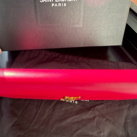 YSL SAINT LAURENT 326079  桃紅色 Logo 手拿包 晚宴包 手袋