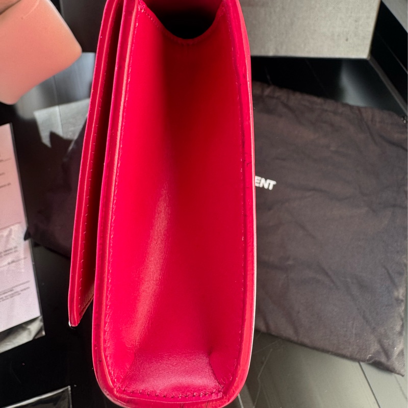 YSL SAINT LAURENT 326079  桃紅色 Logo 手拿包 晚宴包 手袋-8