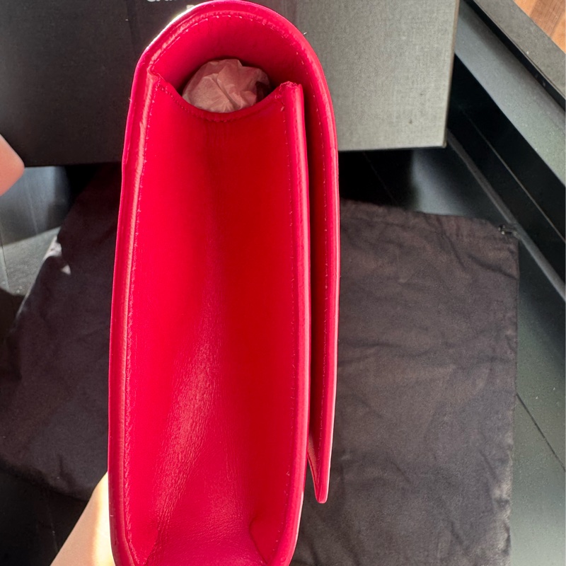 YSL SAINT LAURENT 326079  桃紅色 Logo 手拿包 晚宴包 手袋-9