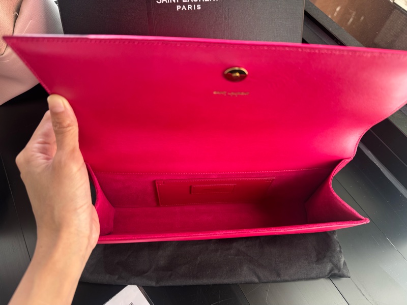 YSL SAINT LAURENT 326079  桃紅色 Logo 手拿包 晚宴包 手袋-13
