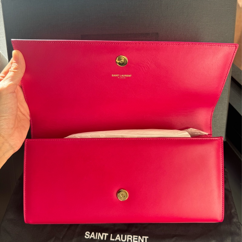 YSL SAINT LAURENT 326079  桃紅色 Logo 手拿包 晚宴包 手袋-14