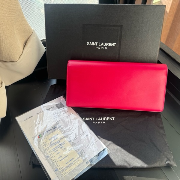YSL SAINT LAURENT 326079  桃紅色 Logo 手拿包 晚宴包 手袋-6