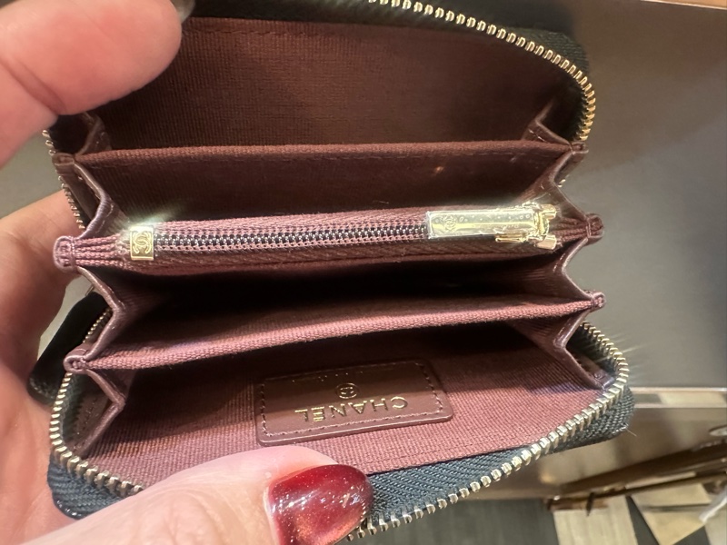 Chanel 黑荔枝牛皮金釦ㄇ拉內零錢袋零錢卡包AP3494-4