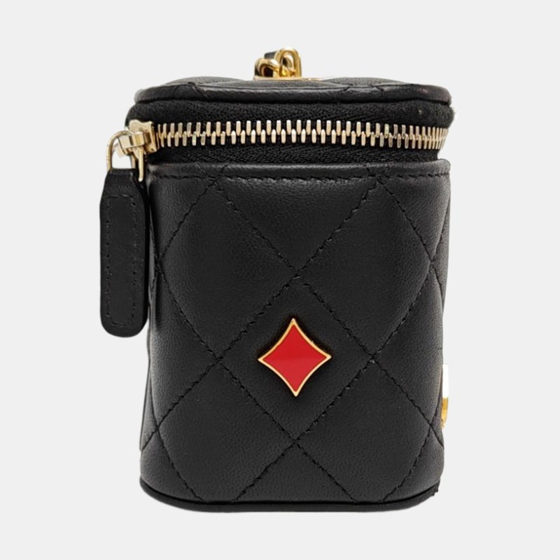 CHANEL黑色羊皮菱格紋絎縫單肩包斜挎包金色五金 晶片款-3