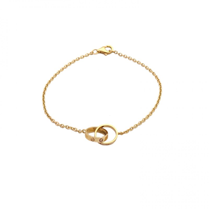 Cartier LOVE18K金雙環手鏈18K黃金S-M碼黃金手鍊／手環-0