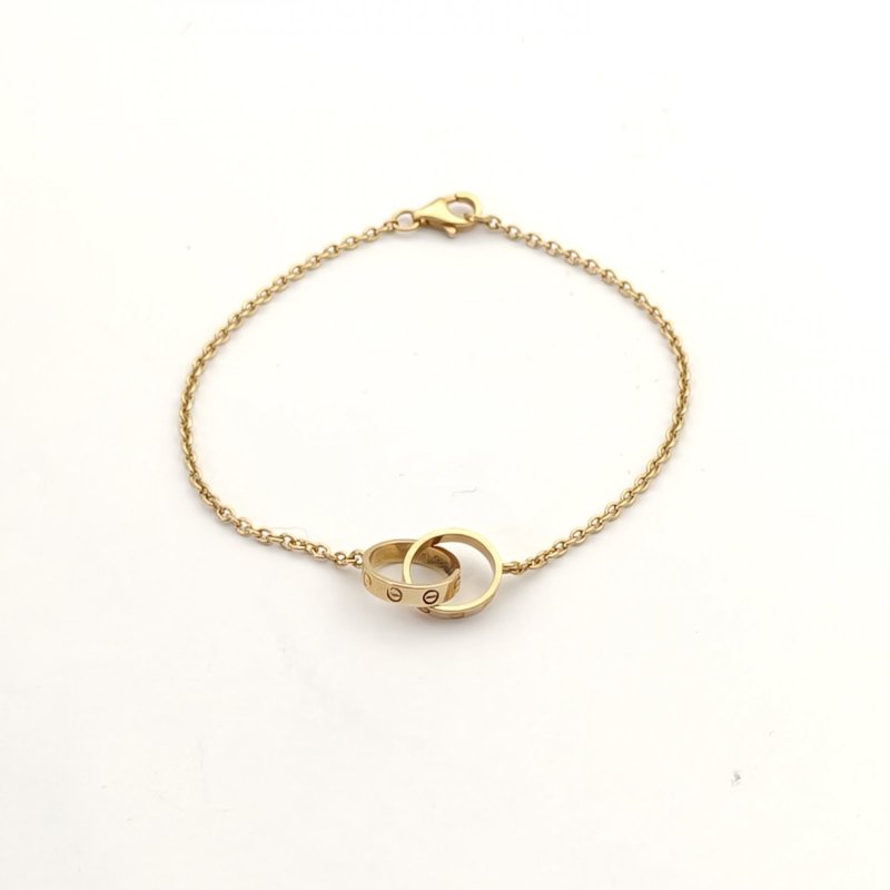 Cartier LOVE18K金雙環手鏈18K黃金S-M碼黃金手鍊／手環-1
