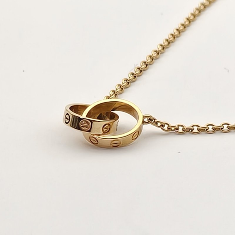 Cartier LOVE18K金雙環手鏈18K黃金S-M碼黃金手鍊／手環-3