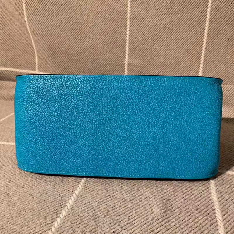 Hermes愛馬仕吉普賽28松石藍tc皮銀扣R刻 單肩斜挎包-2