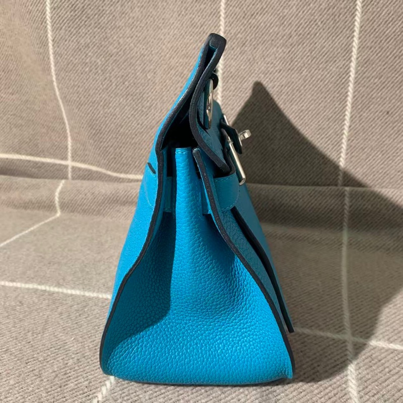 Hermes愛馬仕吉普賽28松石藍tc皮銀扣R刻 單肩斜挎包-4