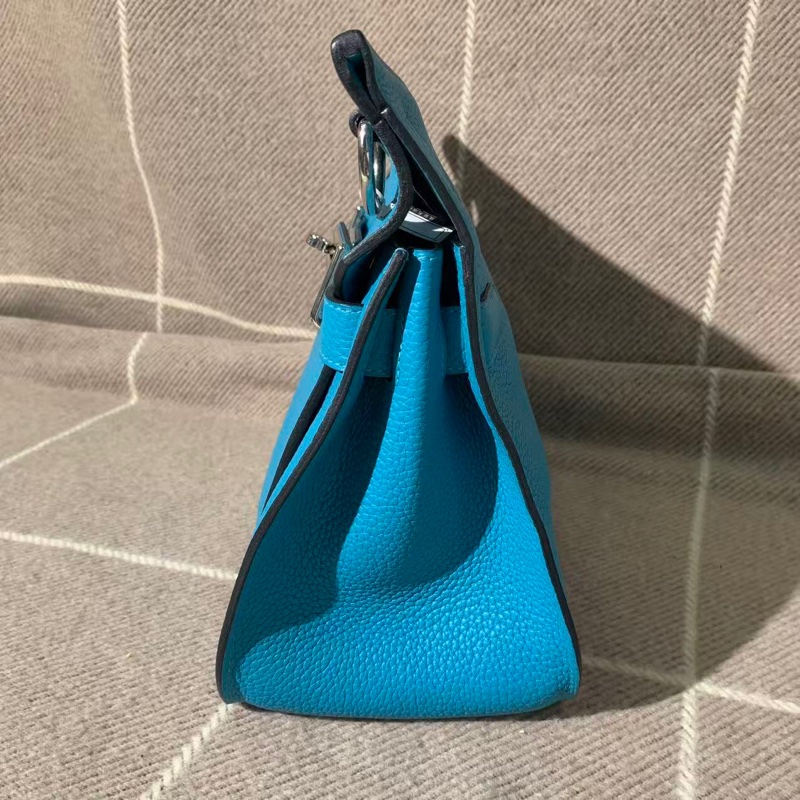 Hermes愛馬仕吉普賽28松石藍tc皮銀扣R刻 單肩斜挎包-5