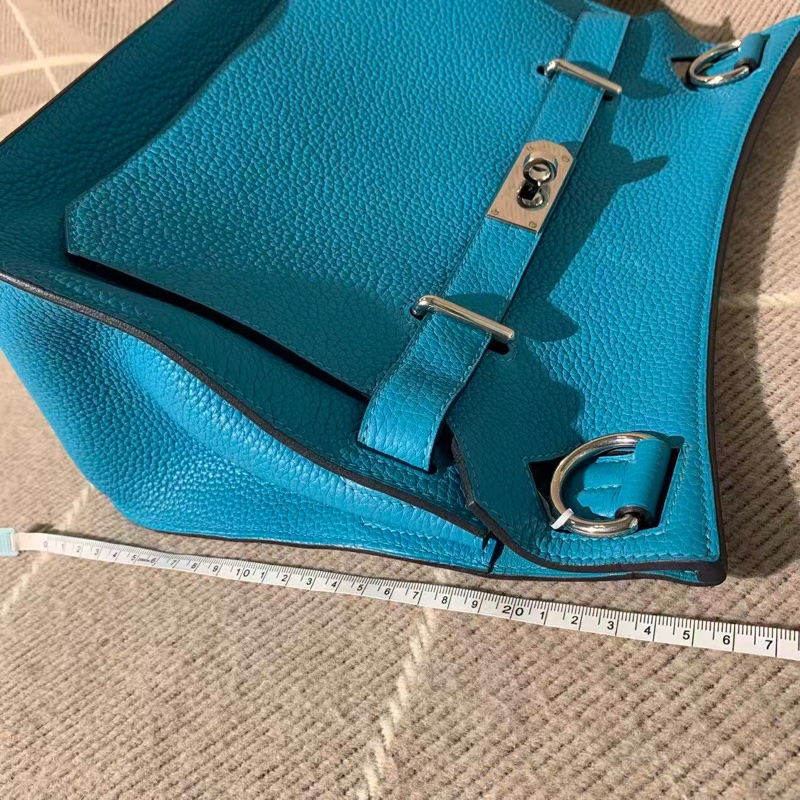 Hermes愛馬仕吉普賽28松石藍tc皮銀扣R刻 單肩斜挎包-11