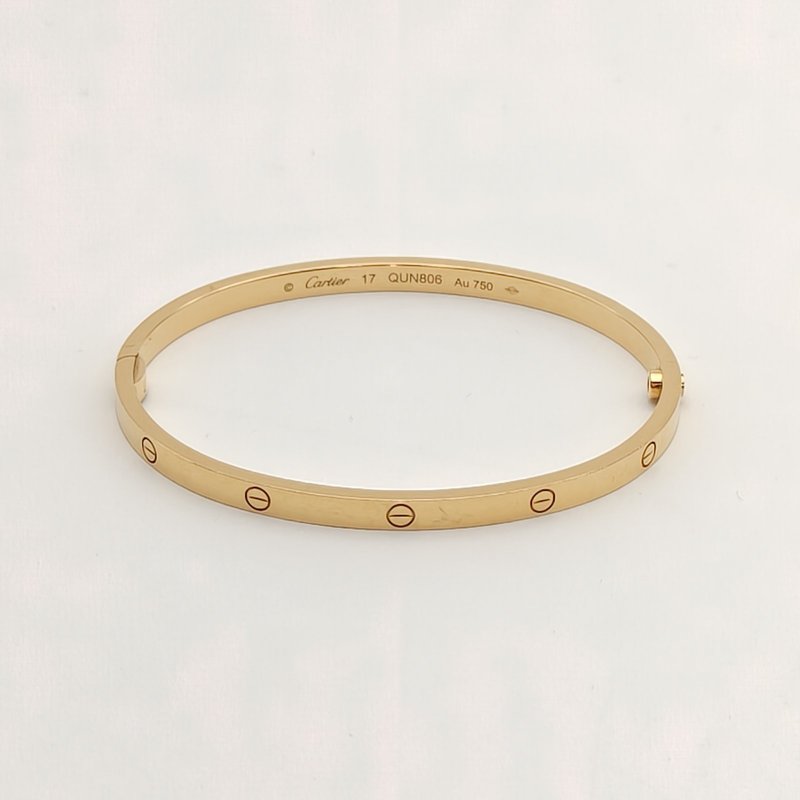 Cartier LOVE18K金窄版手鐲18K黃金17號黃金手鍊／手環-1