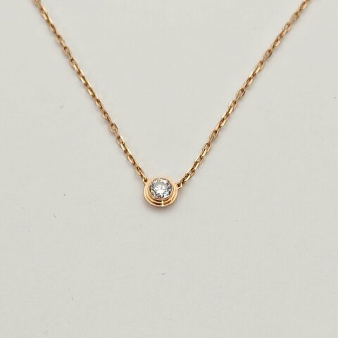 Cartier CARTIERD'AMOUR18K金單鑽18分大號款項鏈18K玫瑰金項鏈玫瑰金項鍊
