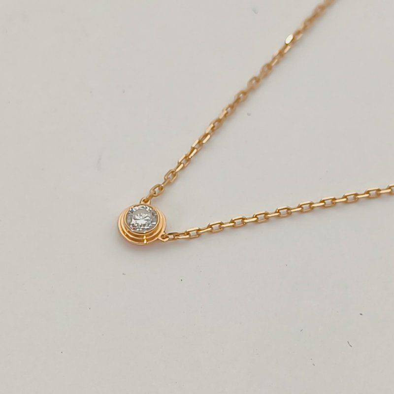 Cartier CARTIERD'AMOUR18K金單鑽18分大號款項鏈18K玫瑰金項鏈玫瑰金項鍊-1