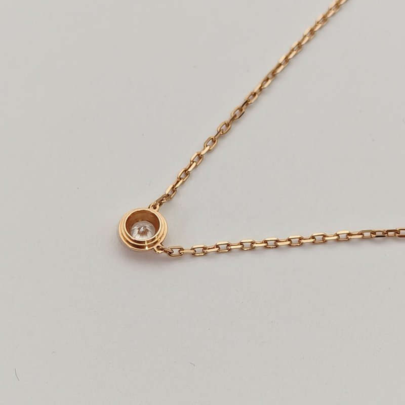 Cartier CARTIERD'AMOUR18K金單鑽18分大號款項鏈18K玫瑰金項鏈玫瑰金項鍊-2