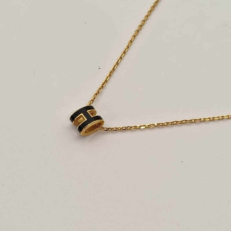 HERMES POPH項鏈Mini合金項鏈金色黑色項鍊-1