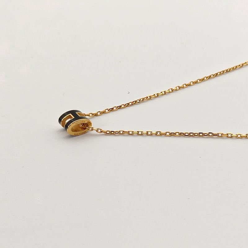 HERMES POPH項鏈Mini合金項鏈金色黑色項鍊-2