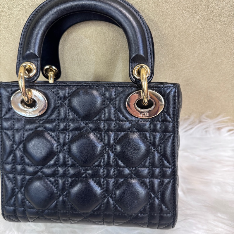 Dior LadyDior 黑羊皮3格迷你黛妃包 今年出專櫃-11