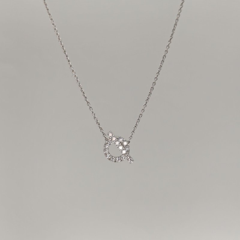 HERMES Finesse小Q項鏈18k白金18K白金/鑽石項鏈白金項鍊-0