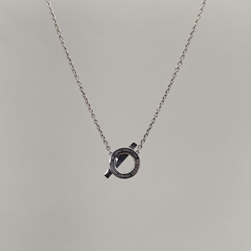 HERMES Finesse小Q項鏈18k白金18K白金/鑽石項鏈白金項鍊-1