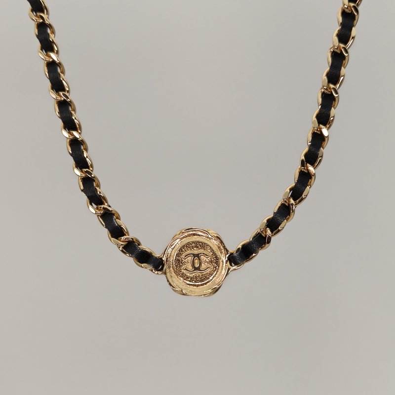 CHANEL 合金22A山茶花皮穿鏈choker項鏈項鍊-1