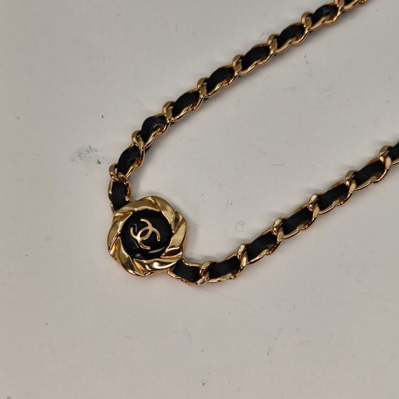 CHANEL 合金22A山茶花皮穿鏈choker項鏈項鍊-2