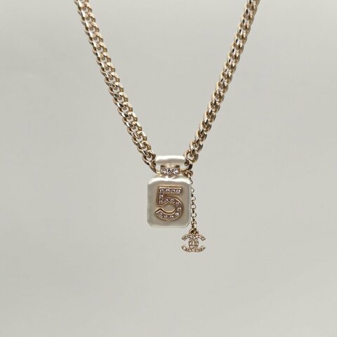 CHANEL 22S5號香水瓶雙C小logo吊墜長款項鏈合金項鏈項鍊