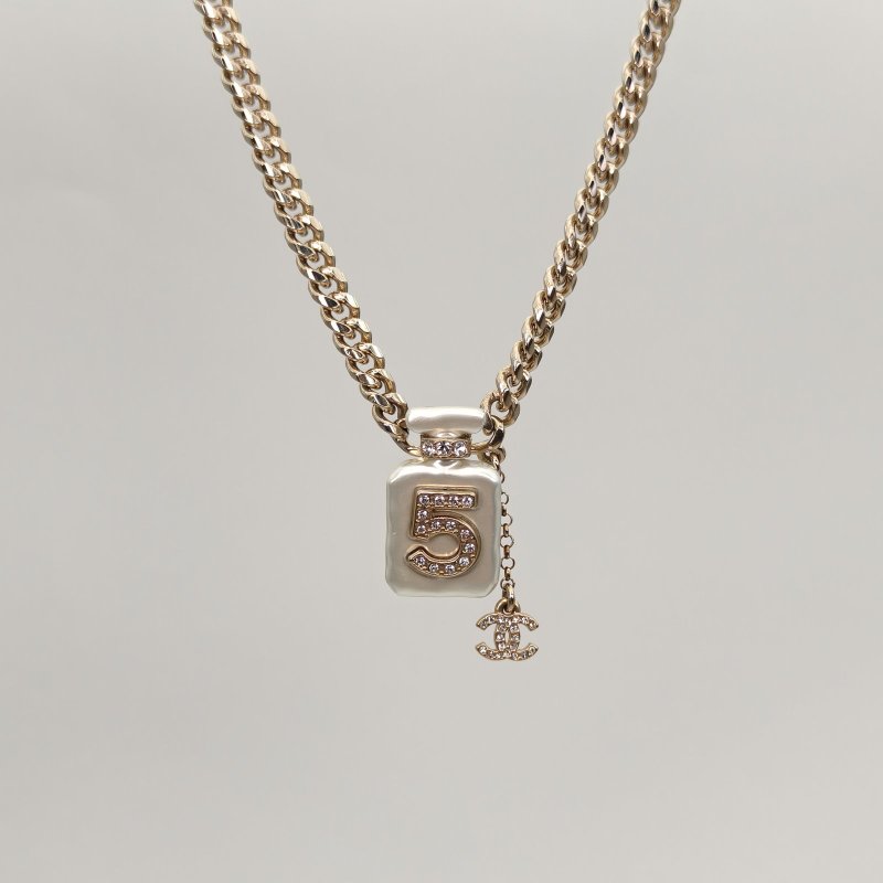 CHANEL 22S5號香水瓶雙C小logo吊墜長款項鏈合金項鏈項鍊-0