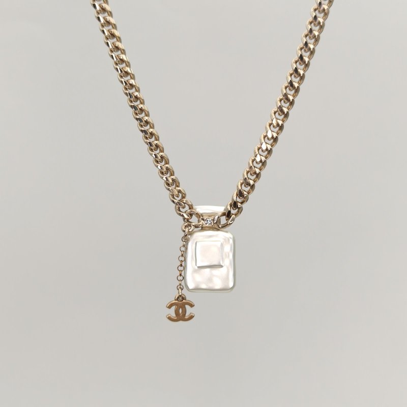 CHANEL 22S5號香水瓶雙C小logo吊墜長款項鏈合金項鏈項鍊-1