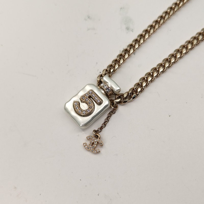 CHANEL 22S5號香水瓶雙C小logo吊墜長款項鏈合金項鏈項鍊-2