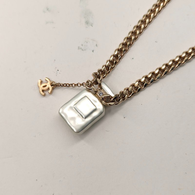 CHANEL 22S5號香水瓶雙C小logo吊墜長款項鏈合金項鏈項鍊-3