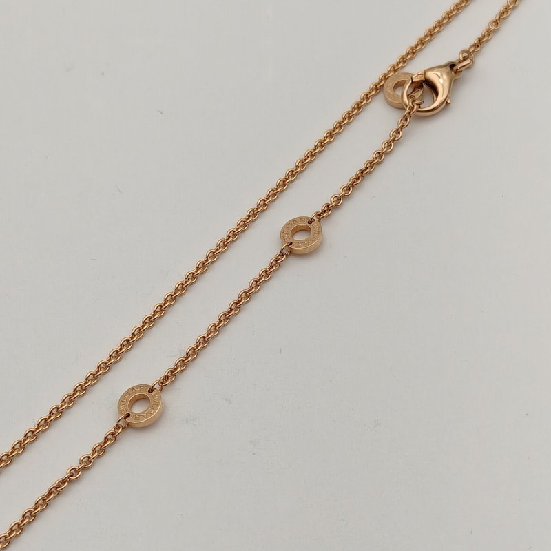 BVLGARI B.ZERO1彈簧項鏈三環扣18K玫瑰金/白陶瓷項鏈玫瑰金項鍊-4