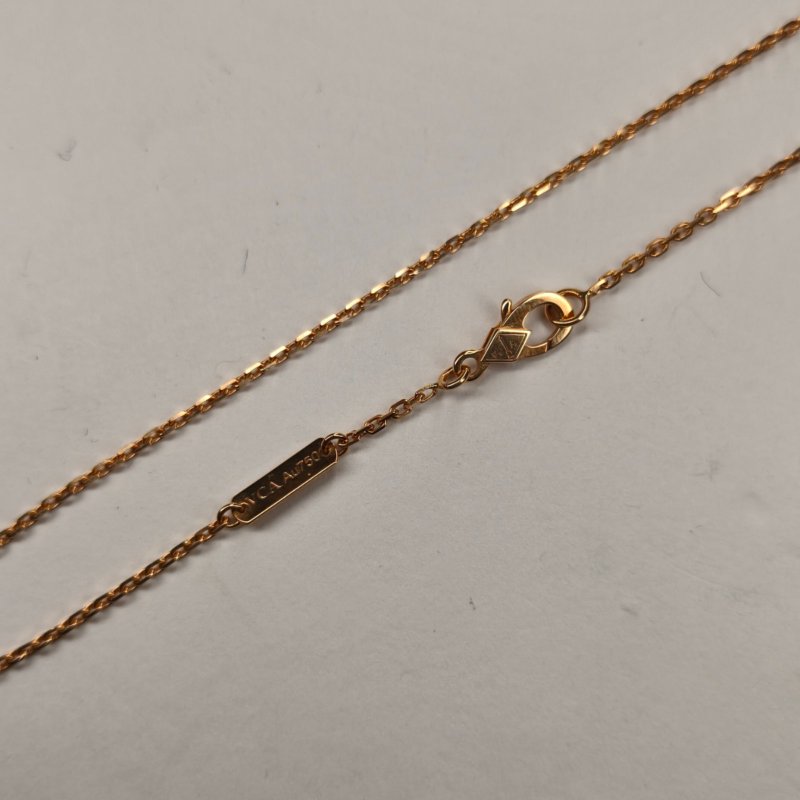 Van Cleef & Arpels VintageAlhambra中號單花項鏈新扣18K黃金/紅玉髓項鏈黃金項鍊-4