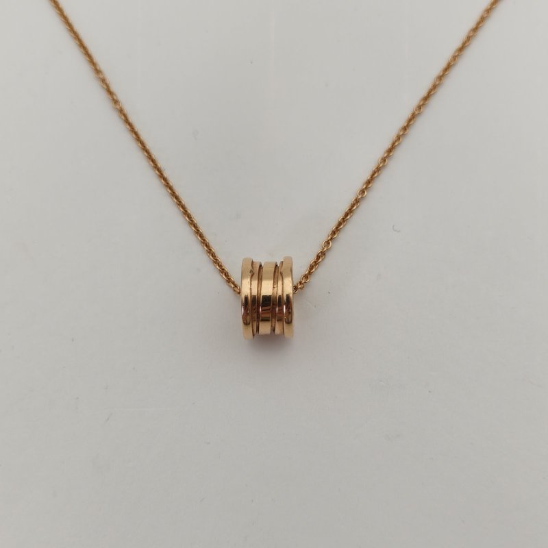 BVLGARI B.ZERO1彈簧項鏈三環扣18K玫瑰金項鏈玫瑰金項鍊-0