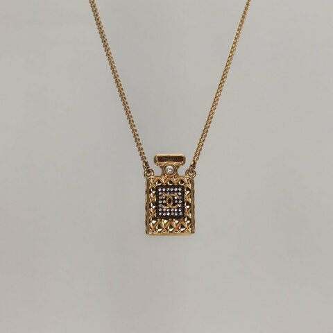 CHANEL 合金5號香水瓶水鑽項鏈項鍊