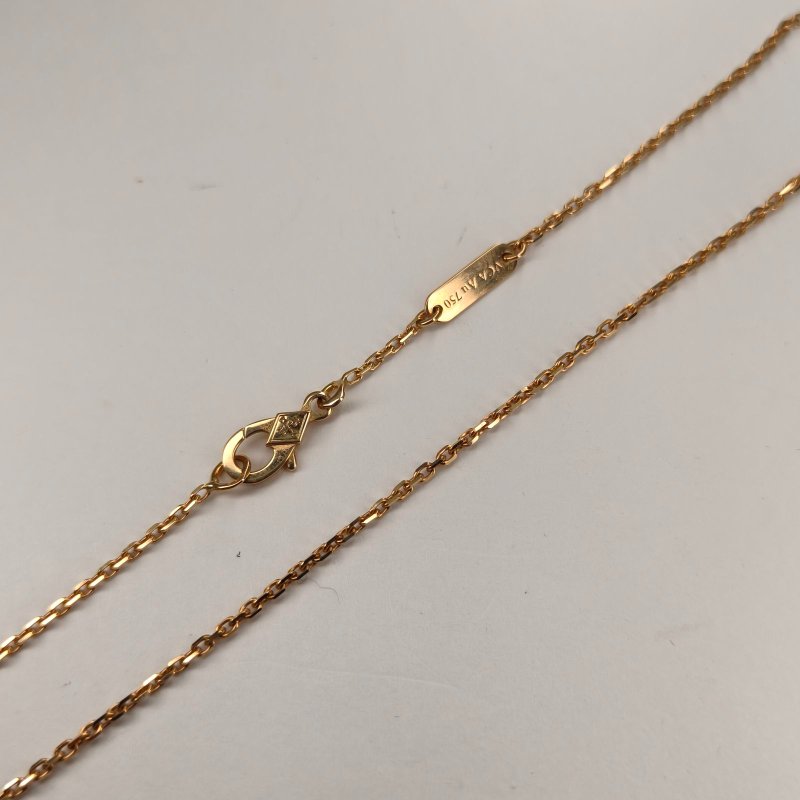 Van Cleef & Arpels VintageAlhambra中號單花項鏈新扣18K黃金/白貝母項鏈黃金項鍊-3