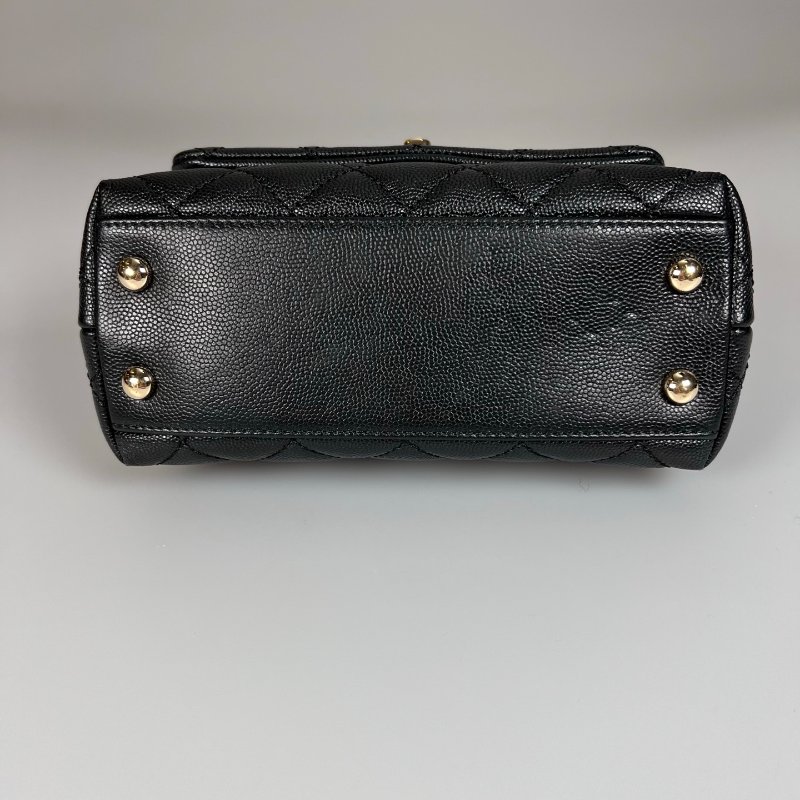 CHANEL HANDLE XXS 手提包荔枝 黑金 AS2215/30開-4