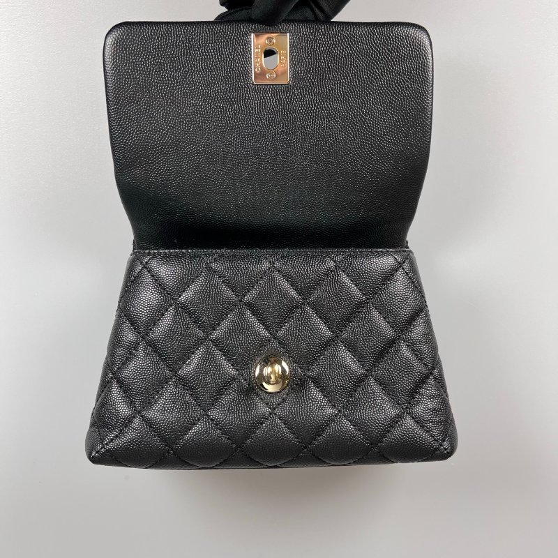 CHANEL HANDLE XXS 手提包荔枝 黑金 AS2215/30開-5