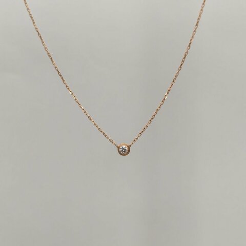 Cartier 18K玫瑰金鑽石玫瑰金Amour飛碟項鏈單鑽18K/項鍊