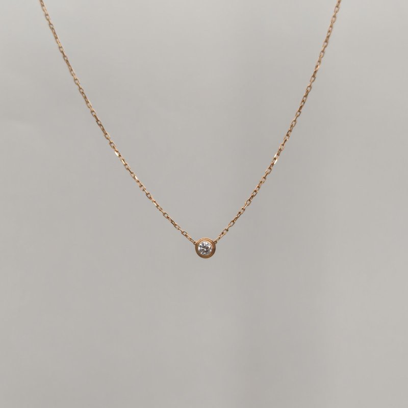 Cartier 18K玫瑰金鑽石玫瑰金Amour飛碟項鏈單鑽18K/項鍊-0
