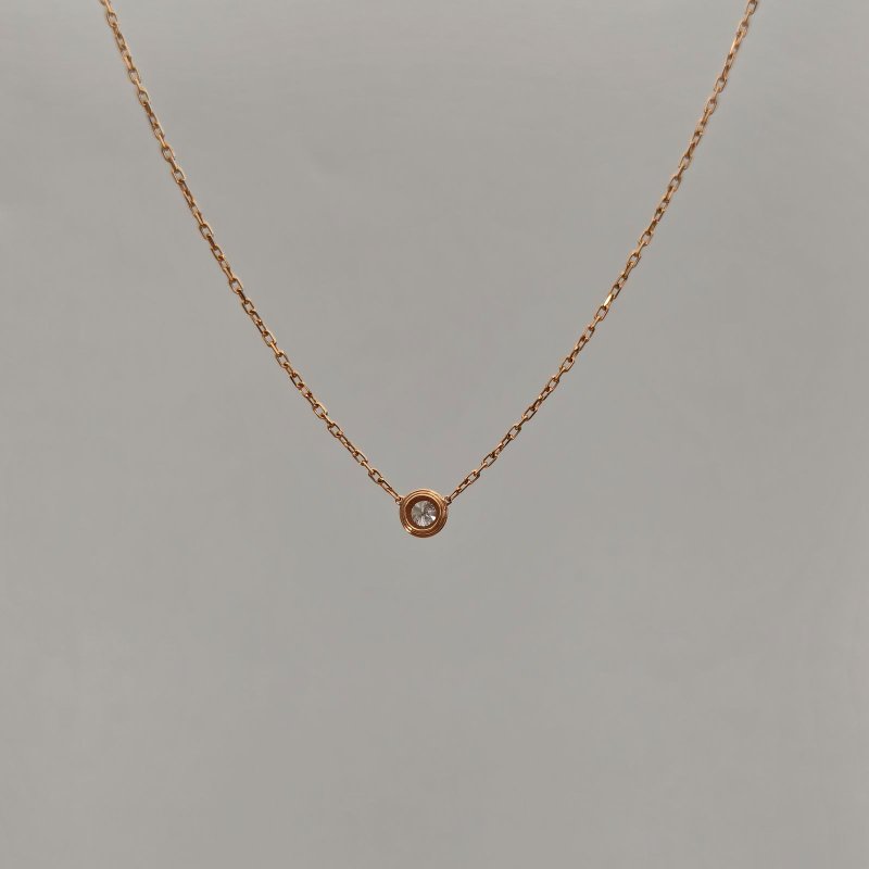 Cartier 18K玫瑰金鑽石玫瑰金Amour飛碟項鏈單鑽18K/項鍊-1