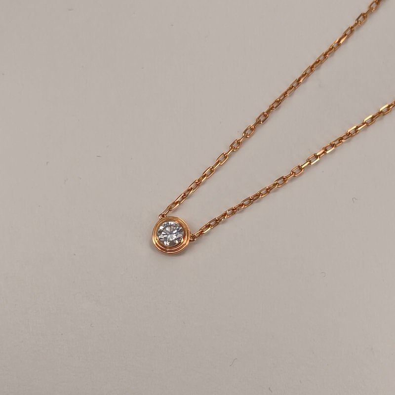 Cartier 18K玫瑰金鑽石玫瑰金Amour飛碟項鏈單鑽18K/項鍊-2