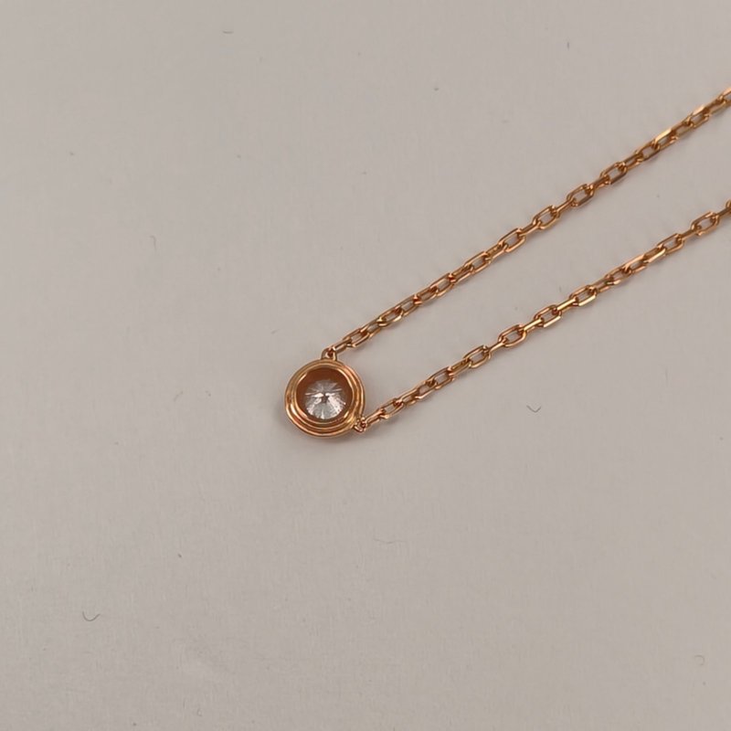 Cartier 18K玫瑰金鑽石玫瑰金Amour飛碟項鏈單鑽18K/項鍊-3