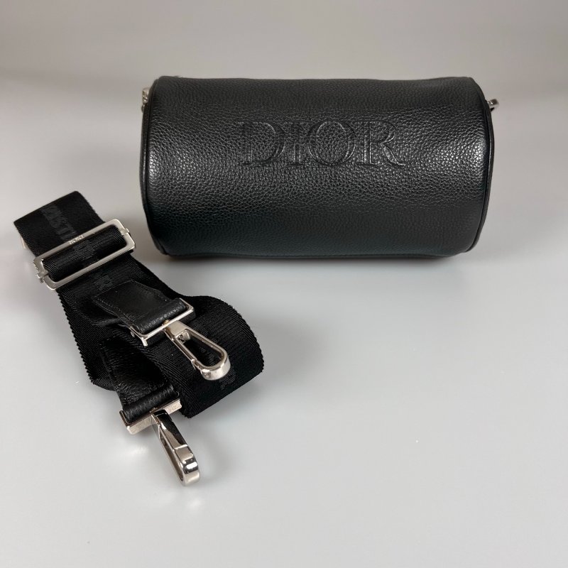 DIOR 黑皮革圓筒包-0