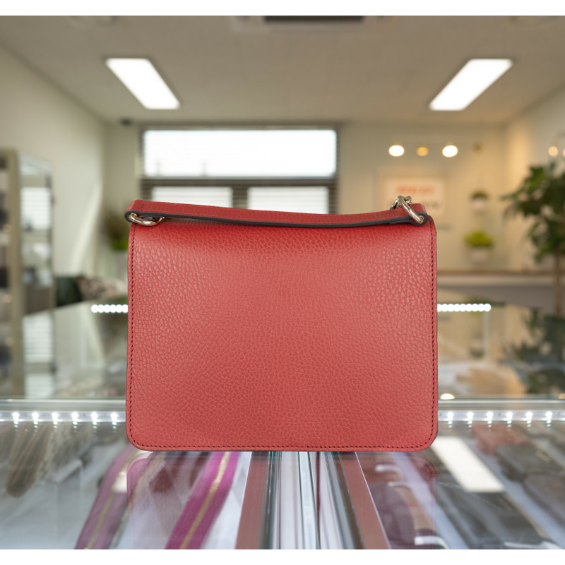 GUCCI 紅色皮革鏈條單肩包 510304-2