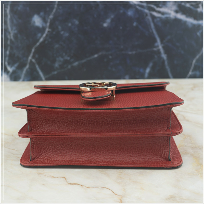 GUCCI 紅色皮革鏈條單肩包 510304-7