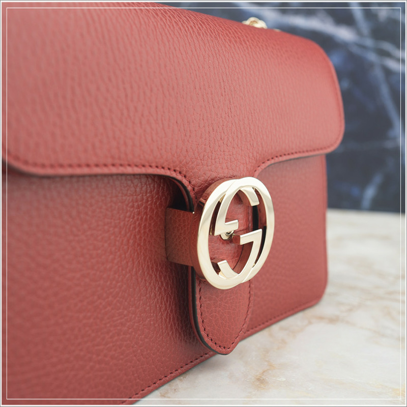 GUCCI 紅色皮革鏈條單肩包 510304-8